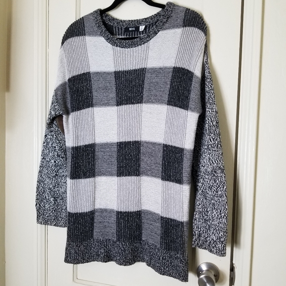 BDG gray buffalo plaid elbow patch long sleeve sweater tunic - Picture 5 of 11